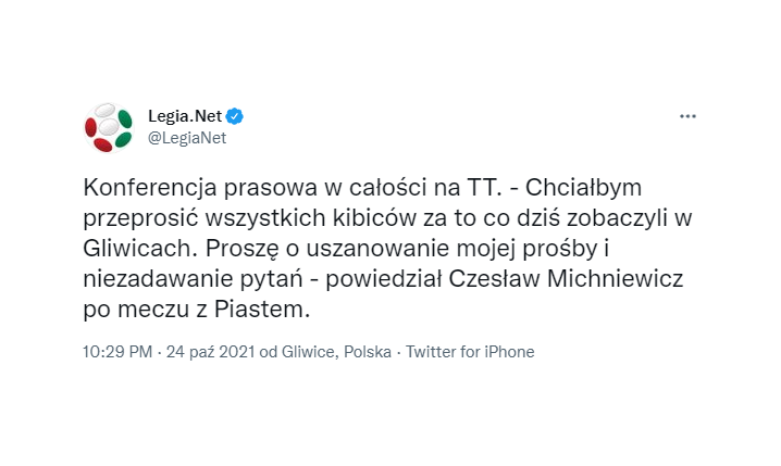 SŁOWA Czesława Michniewicza po porażce 4-1 z Piastem